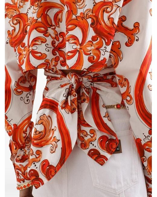 Dolce & Gabbana Popeline Shirt Met Print in het Red