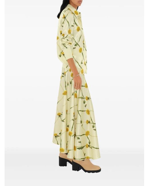 Burberry Yellow Dandelion-Print Asymmetric Skirt