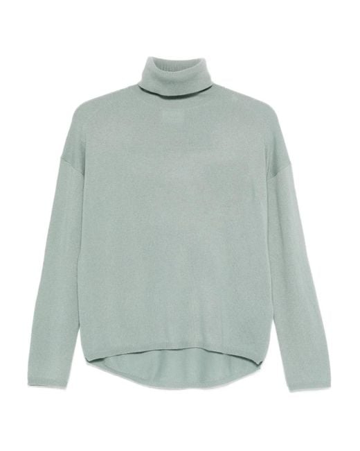 Allude Green Turtleneck Long-Sleeve Sweater