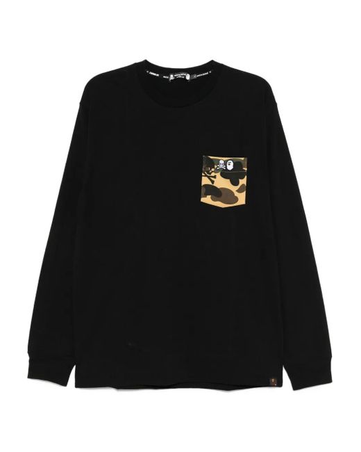 Mastermind Japan Black X Bape Logo Patch Pocket T-shirt for men