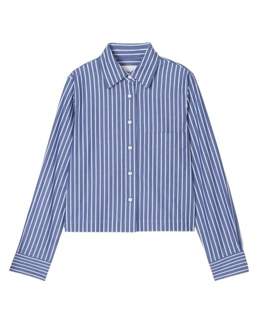 Closed Blue Striped Cropped Shirt