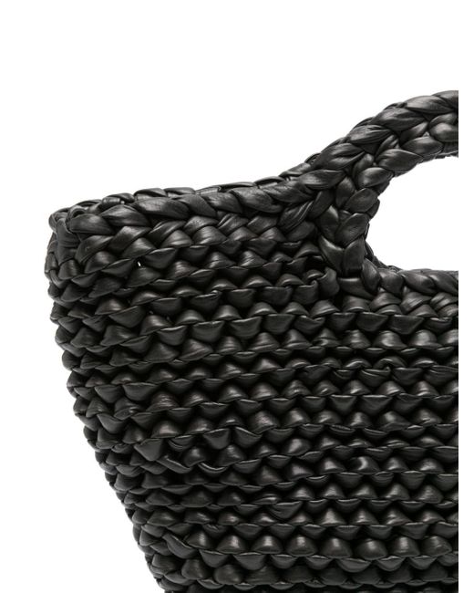 Officine Creative Black Trial Woven Leather Tote Bag