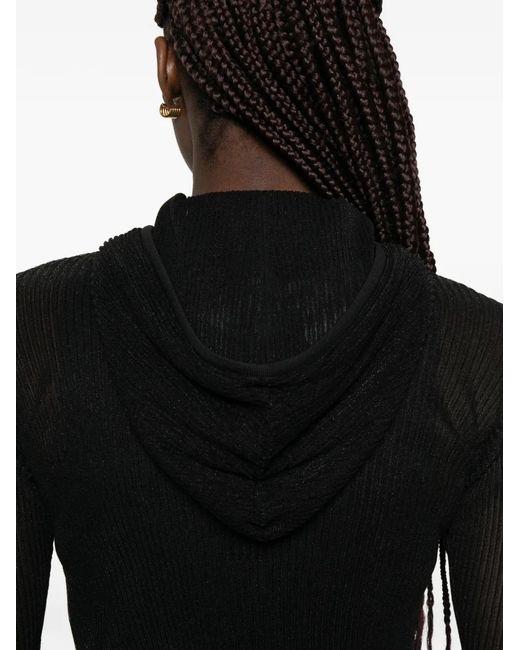 CFCL Black Zip Flared-Cuff Hoodie