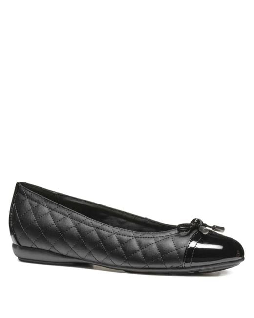 Geox Black Quilted-Pattern Ballet Flats