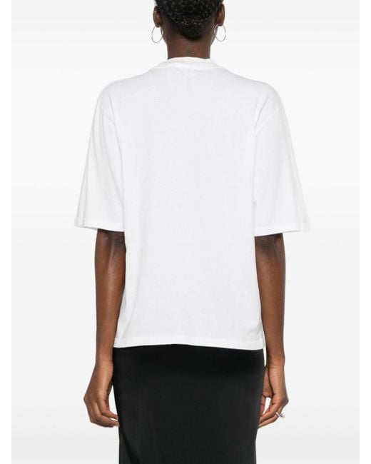Anine Bing White Avi Kate Moss Cotton T-Shirt