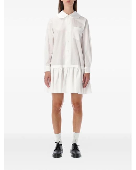 Comme des Garçons White Ruffled Peter Pan-Collar Mini Dress