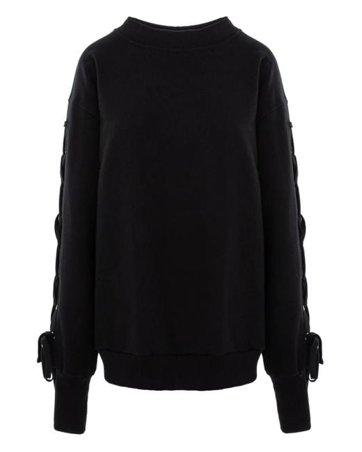Hamza Black Eyelet Tie Sweatshirt