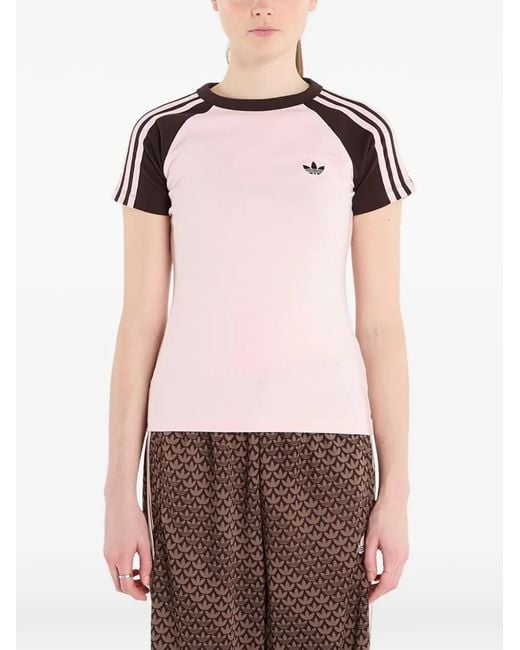 Adidas Pink Sst Logo-Embroidered T-Shirt