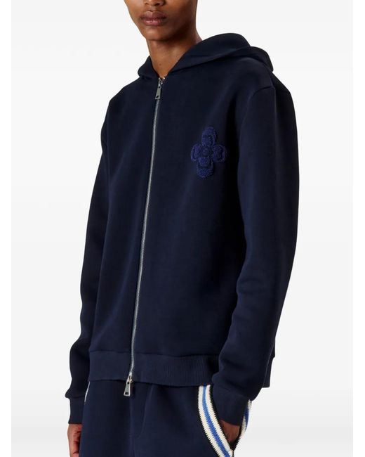 Commas Blue Embroidered Zip-Up Hoodie for men