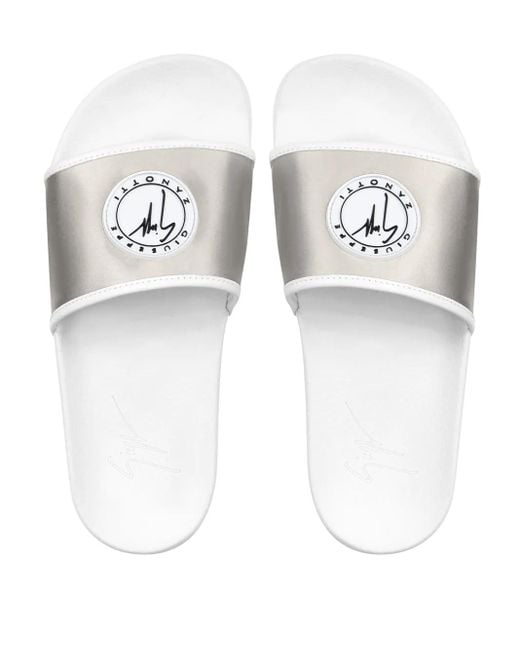 Giuseppe Zanotti White Brett Satin Slides