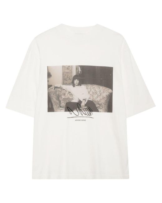 Anine Bing White Graphic-print Organic Cotton T-shirt
