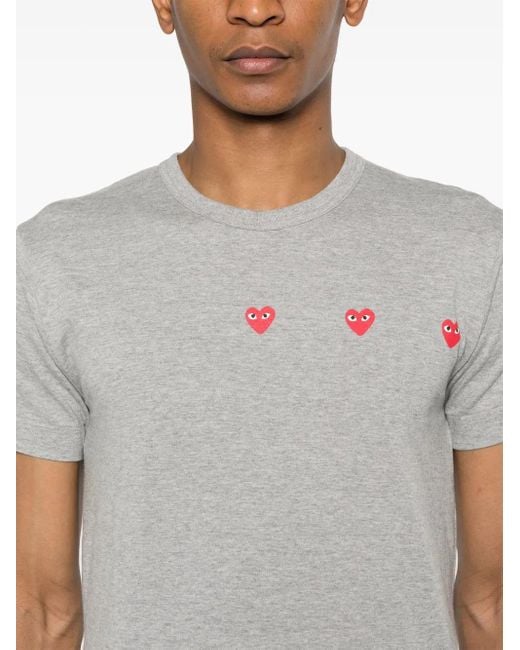 COMME DES GARÇONS PLAY Gray Heart-Print T-Shirt