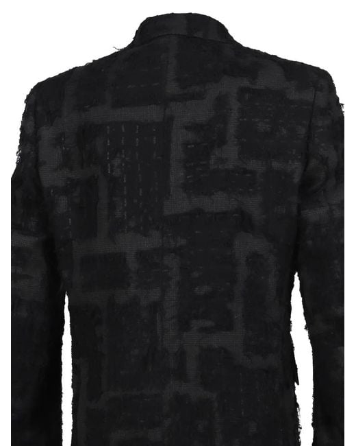 Minus Black Distressed Checked Tailored Blazer for men
