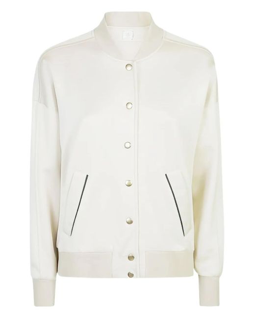 Eleventy White Button-Fastening Bomber Jacket