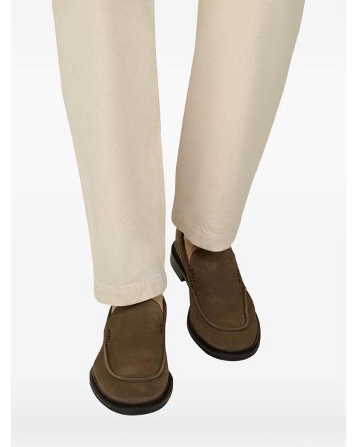 Boggi White Suede Blake-Stitched Loafers for men