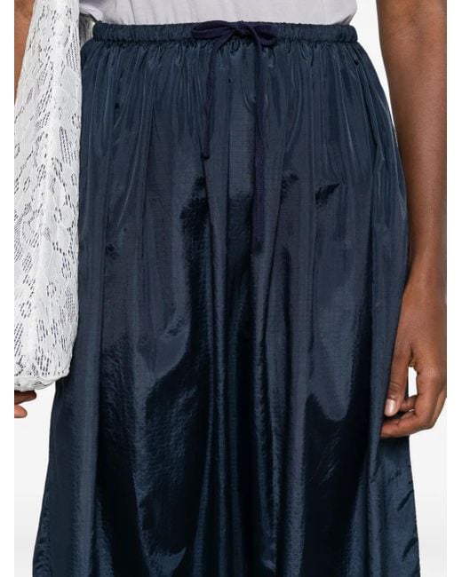 6397 Blue Drawstring Midi Skirt