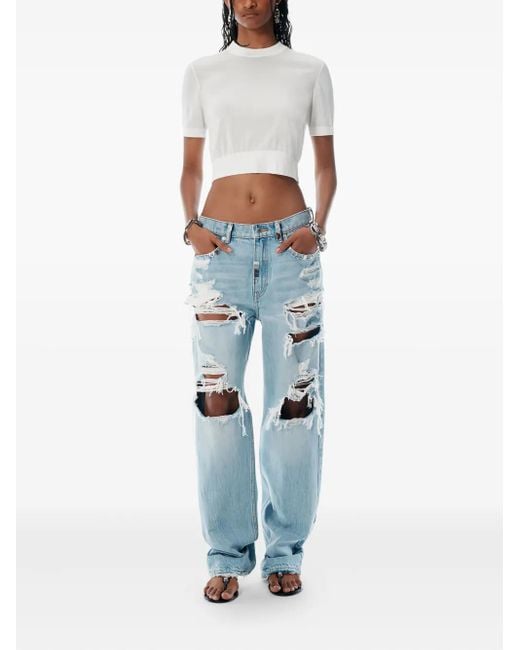 Alexander Wang White Short-Sleeved Cropped Top