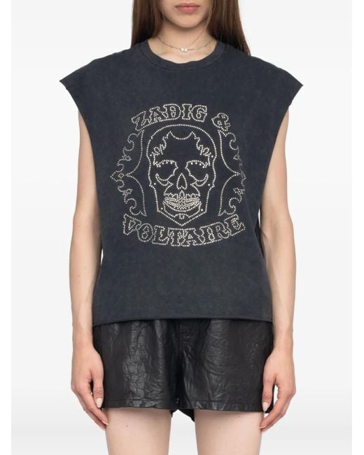 Zadig & Voltaire Blue Cloe Hc Skull Strass