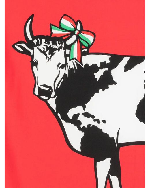 Moschino Red Cow-Print Scarf