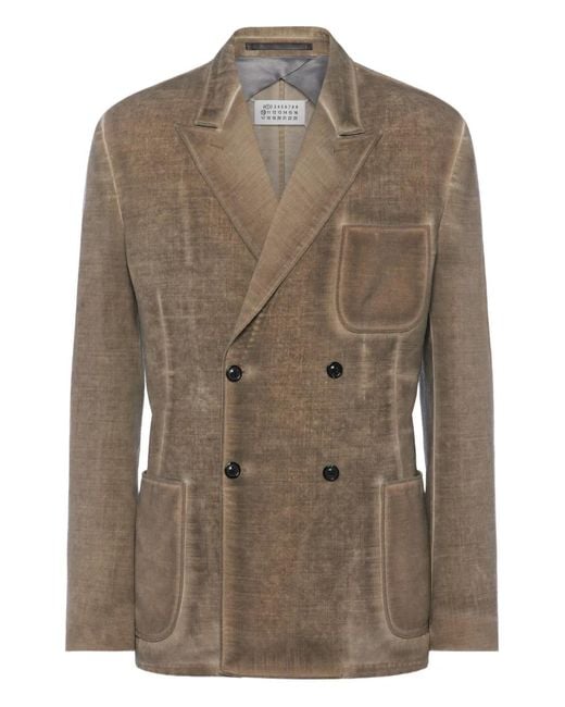 Maison Margiela Brown Double-Breasted Wool Blazer for men