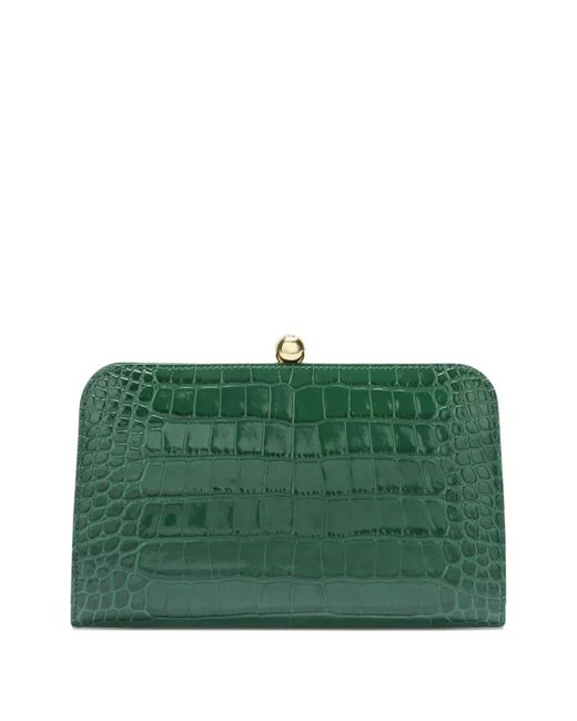 Furla Green Small Alba Croc-Effect Clutch