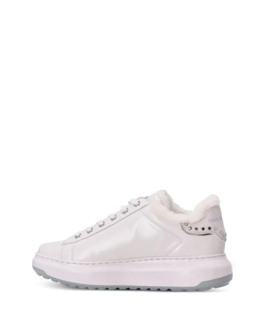Karl Lagerfeld White Studded Platform Sneakers
