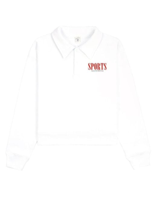 Sporty & Rich White Cropped Cotton Polo Shirt