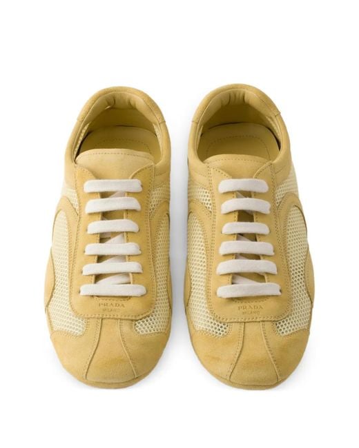 Prada Metallic Re-Edition Suede Mesh Sneakers