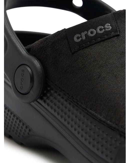 CROCSTM Black Logo Patch Slippers