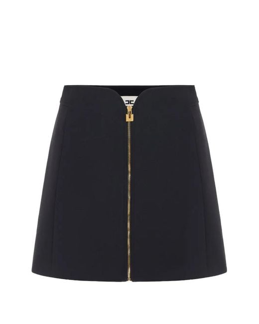 Elisabetta Franchi Blue Padlock-Detail A-Line Skirt
