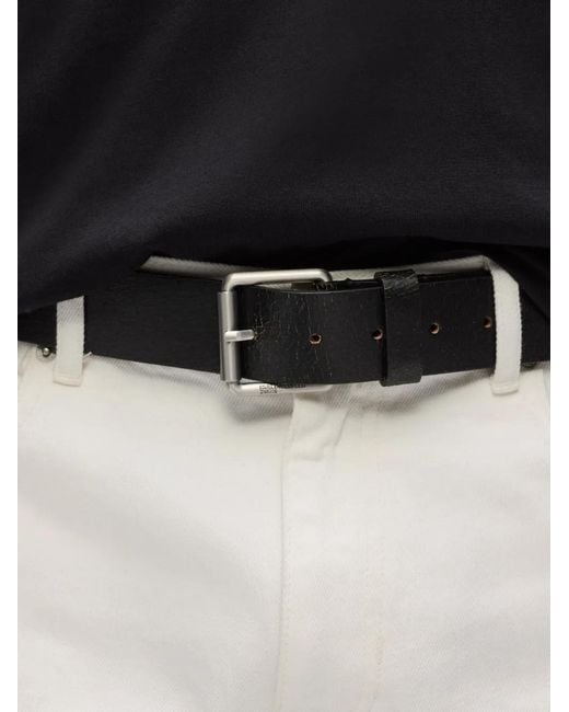 Karl Lagerfeld Black Ceinture En Cuir À Logo Gravé for men