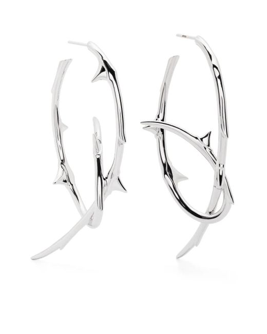 Shaun Leane White Rose Thorn Statement Hoop Earrings