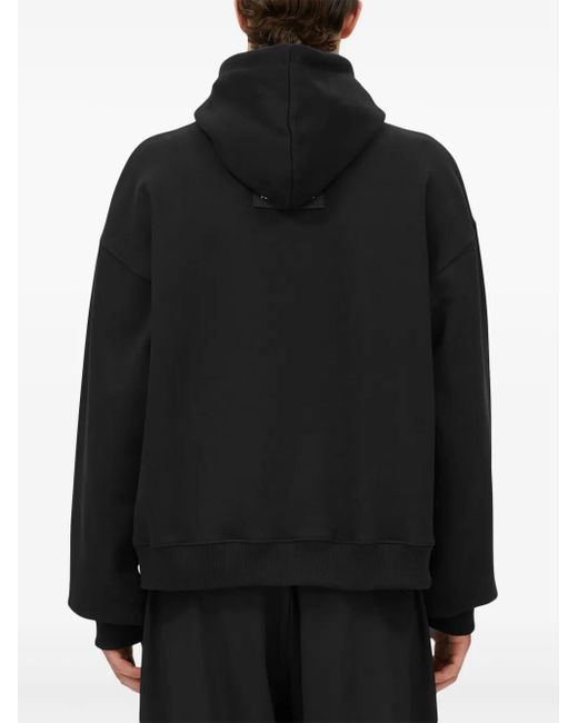 MSGM Black Logo Appliqué Drawstring Hoodie for men
