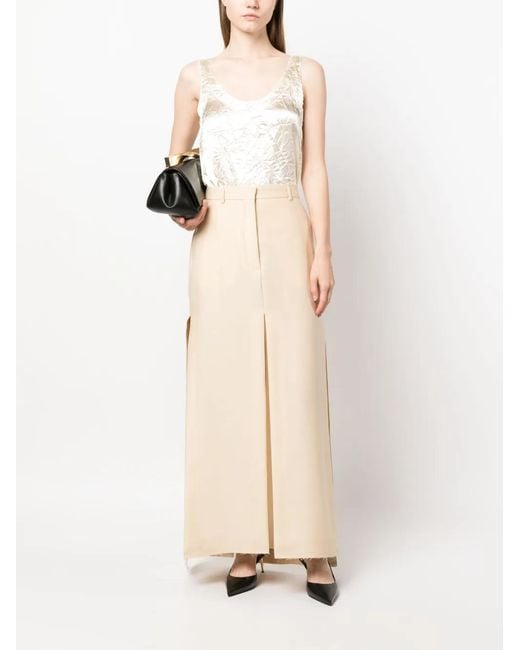 Lanvin White V-Back Crinkled-Effect Top