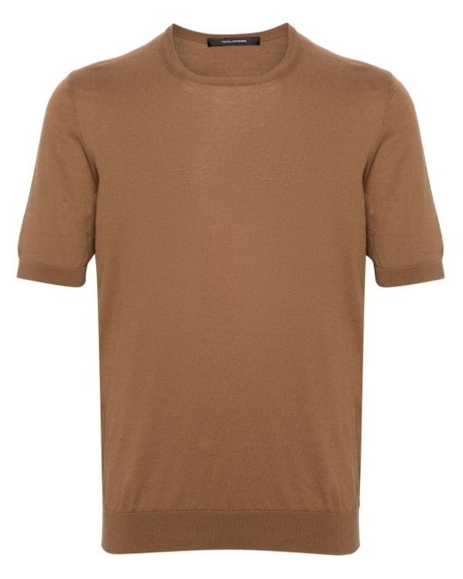 Camiseta con cuello redondo Tagliatore de hombre de color Brown
