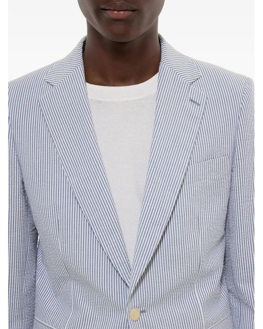 Fursac Gray Striped Single-Breasted Blazer for men