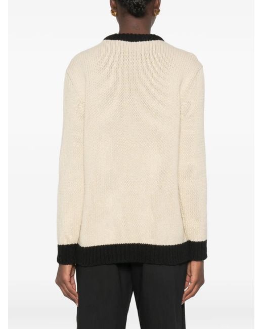 Valentino Garavani Natural Cardigan À Col V Et Détail Vlogo Brodé