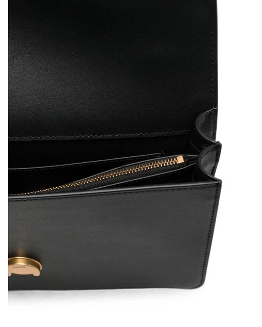 Pinko Black Small Love One Classic Leather Shoulder Bag