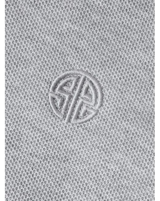 Shanghai Tang Gray Embroidered-Logo T-Shirt for men