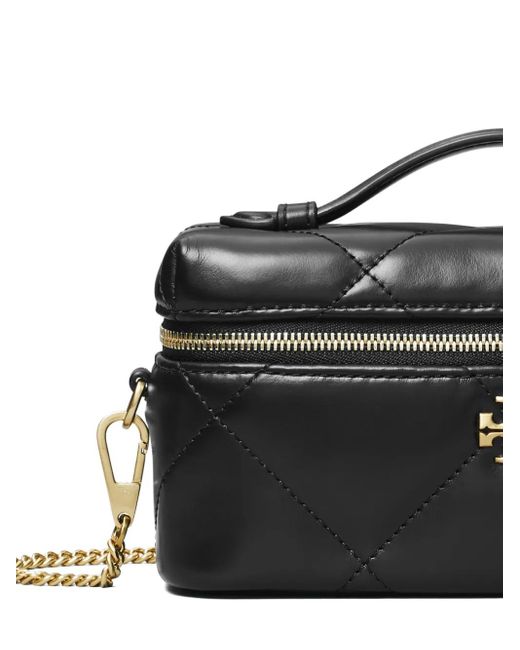 Tory Burch Black Kira Diamond Quilt East-West Vanity Case