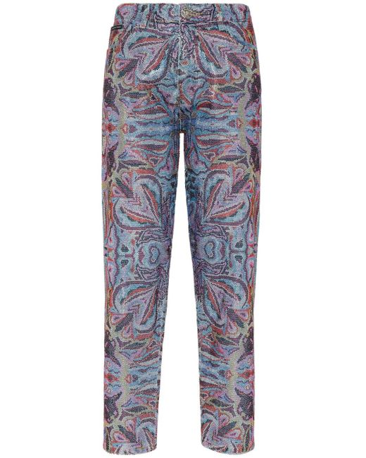 Philipp Plein Blue Denim Trousers Mom Fit Crystal Colorful Circus