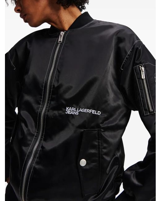 Karl Lagerfeld サテン ボンバージャケット Black