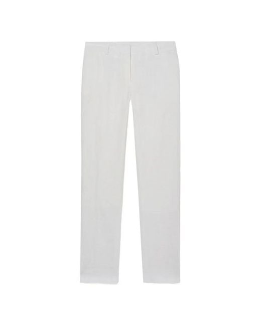 Brooks Brothers White Tailored Linen Trousers