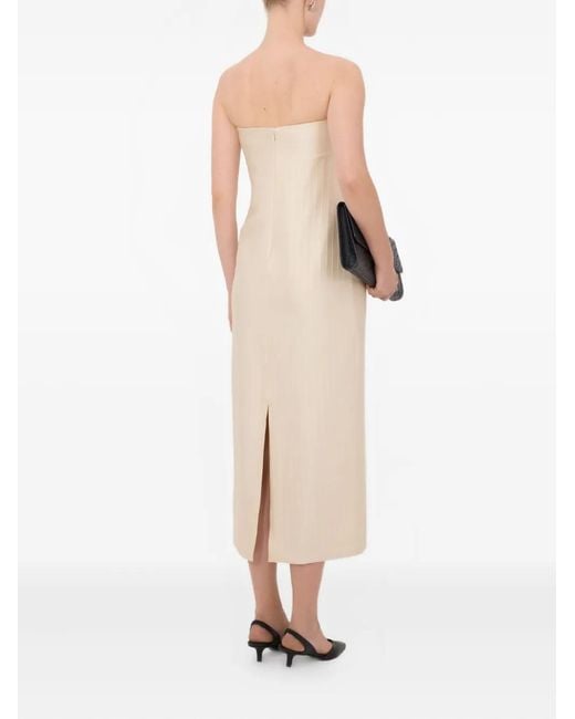 Loulou de Saison White Giulia Striped Bustier Midi Dress