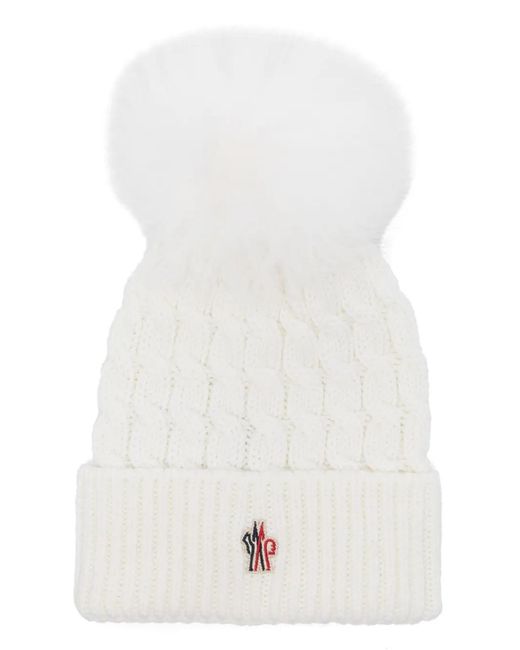 Moncler White Grenoble Pompom Virgin-Wool Beanie
