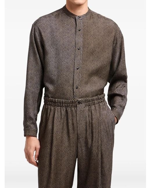 Giorgio Armani Brown Printed Shirt Jacket for men