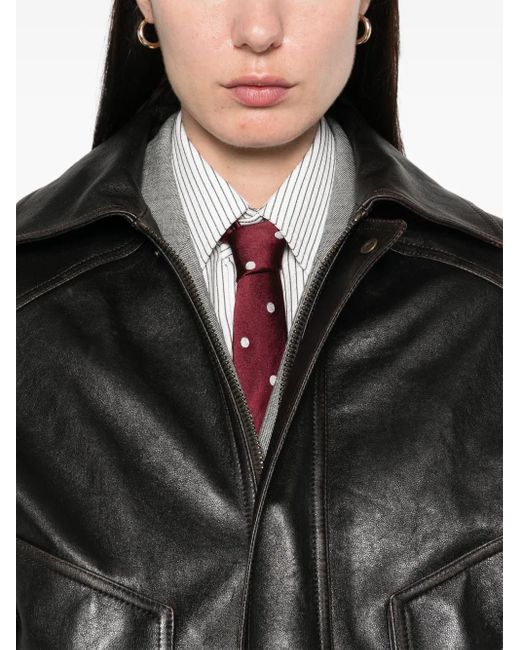 Saint Laurent Black Leather Bomber Jacket