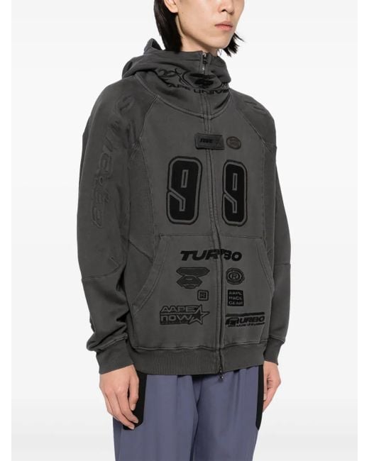 Aape By A Bathing Ape Black Motifs-Embroidered Hoodie for men