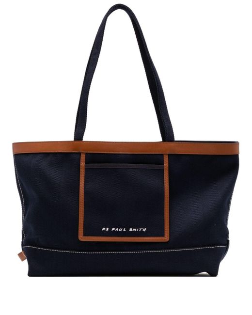 PS by Paul Smith Black Embroidered-logo Tote Bag for men