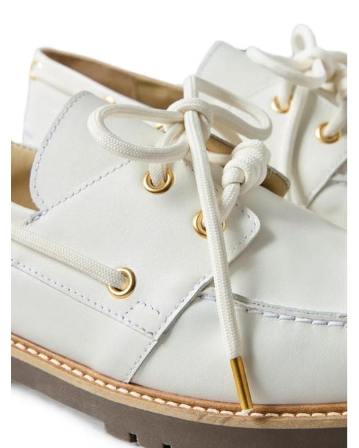 Claudie Pierlot White Leather Lace-Up Fastening Boat Shoes